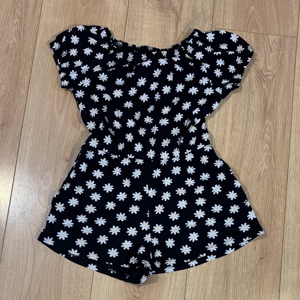 🩷 Floral Black and White Kids Romper 🩷